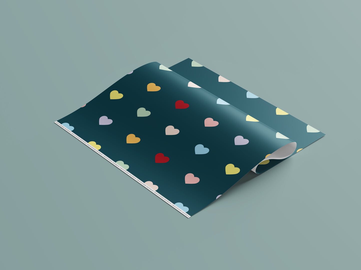 Gift Wrap | Multi Hearts Teal