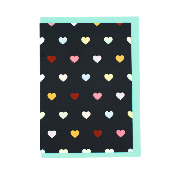 Folded Card | Hearts Multi Teal