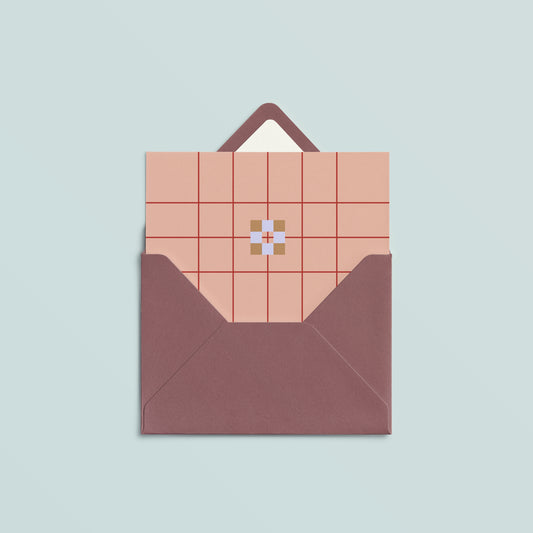 A7 Card Set of 3 | Block Flower Plum