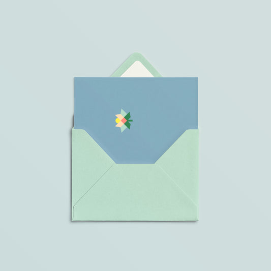 A7 Card Set of 3 | Patch Flower Old Blue