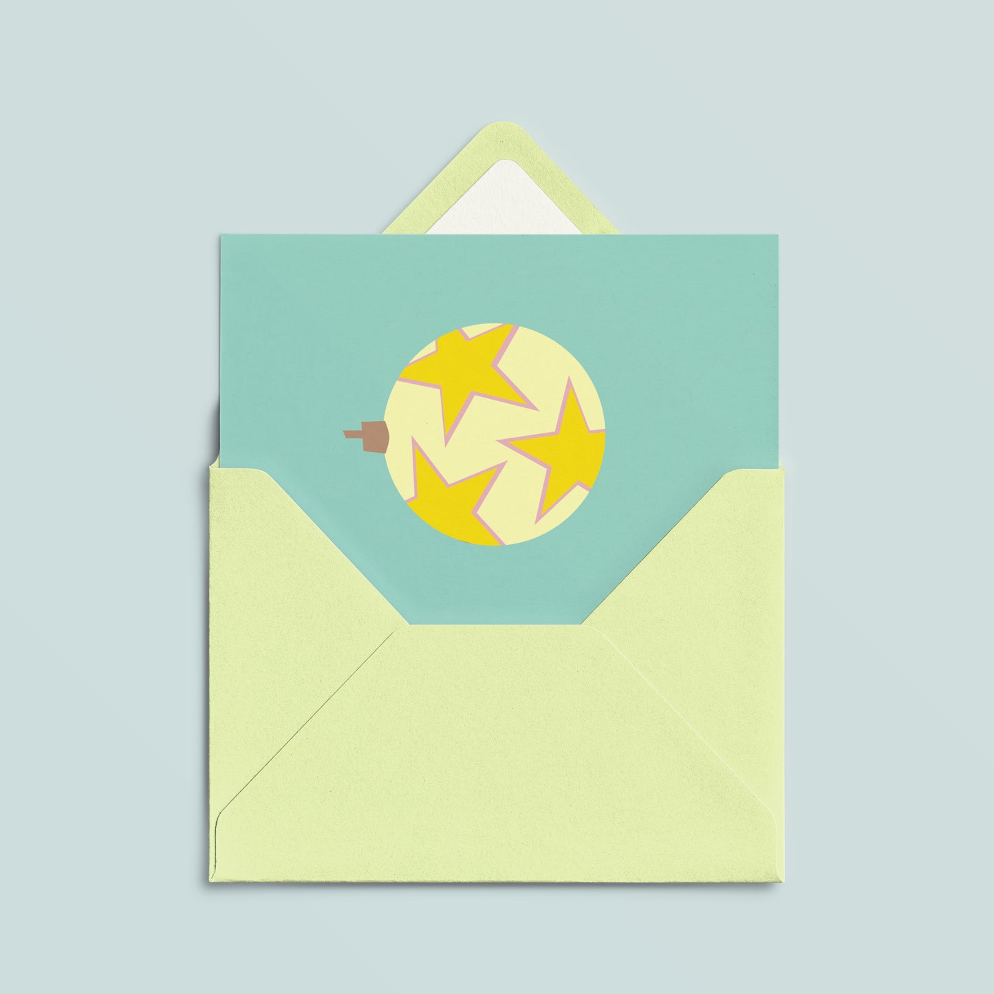 Folded Card | Xmas Ball Stars Turquoise