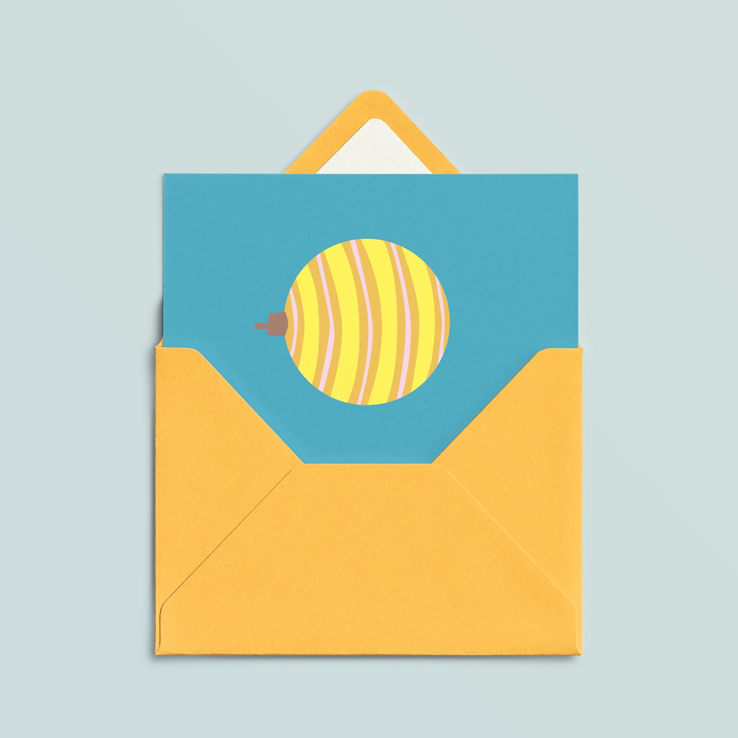 Folded Card | Xmas Ball Stripe Petrol