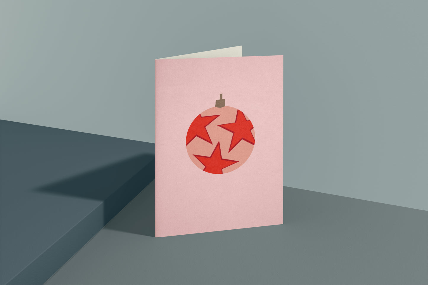 Folded Card | Xmas Ball Stars Pink