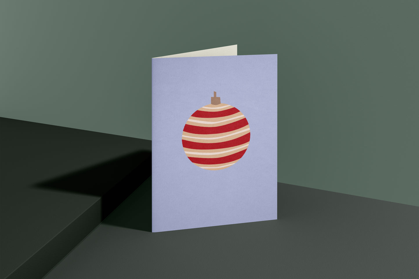 Folded Card | Xmas Ball Stripe Lilac