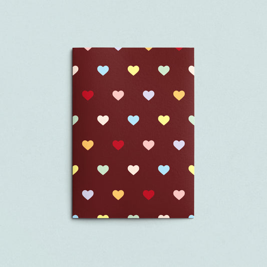 Folded Card | Hearts Multi Wine