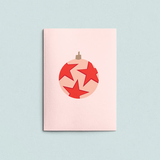 Folded Card | Xmas Ball Stars Pink