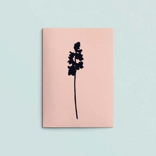 Folded Card | Black Flower Moody Pink