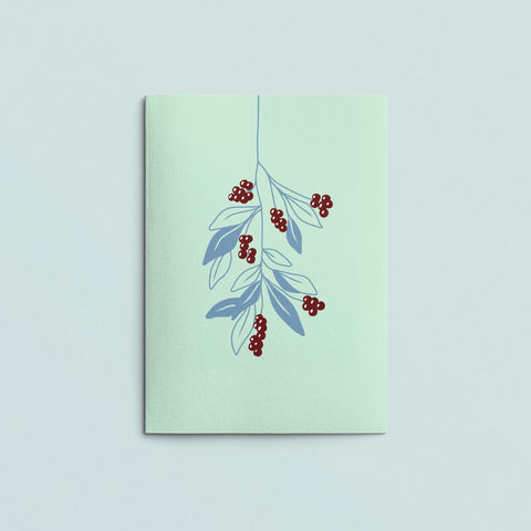 Folded Card | Berry Branch Mint