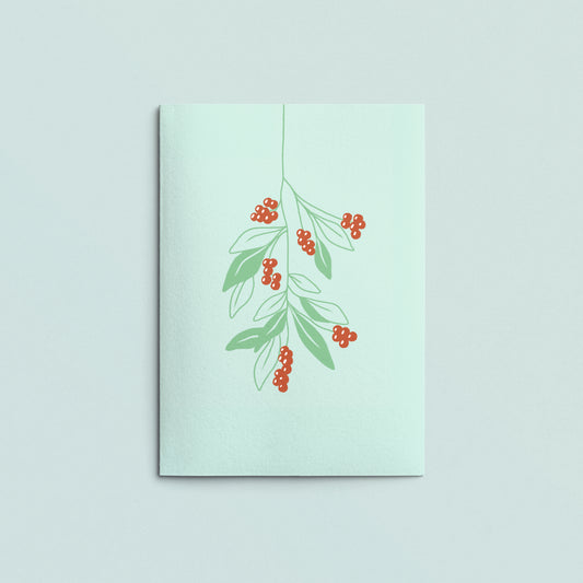 Folded Card | Berry Branch Poppy Mint